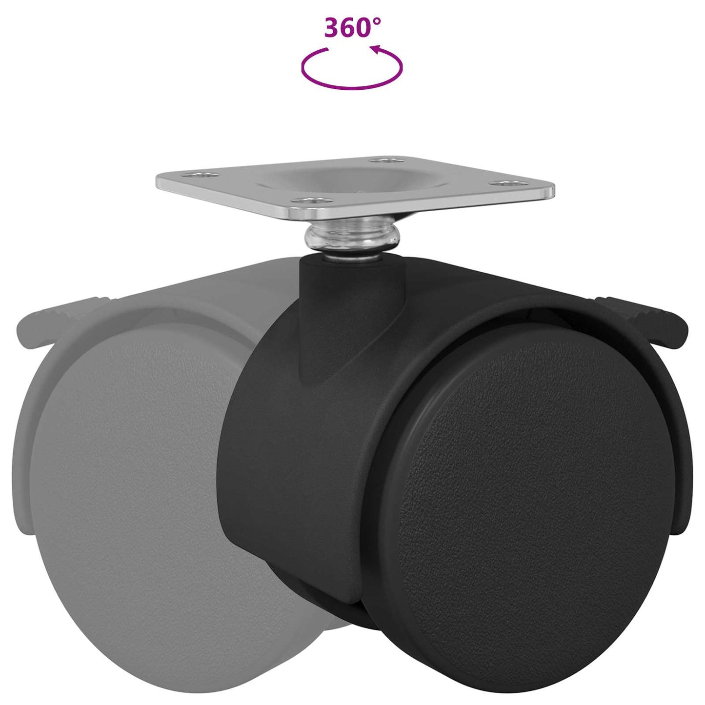 Castor 2 pcs Black 39.5 x 39.5 x 37.8 mm Iron and Polypropylene