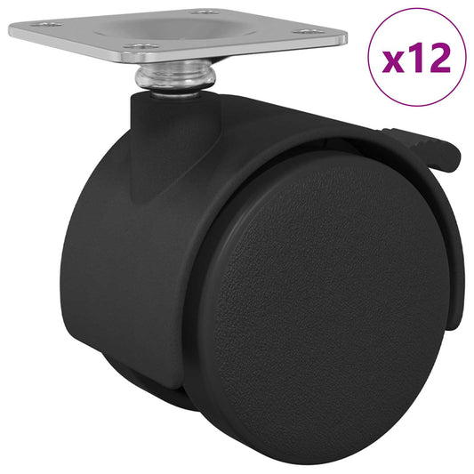 Castor 12 pcs Black 39.5 x 39.5 x 37.8 mm
