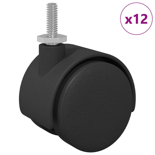Caster 12 pcs Black and Silver 40.1 x 40.1 x 37.8 mm