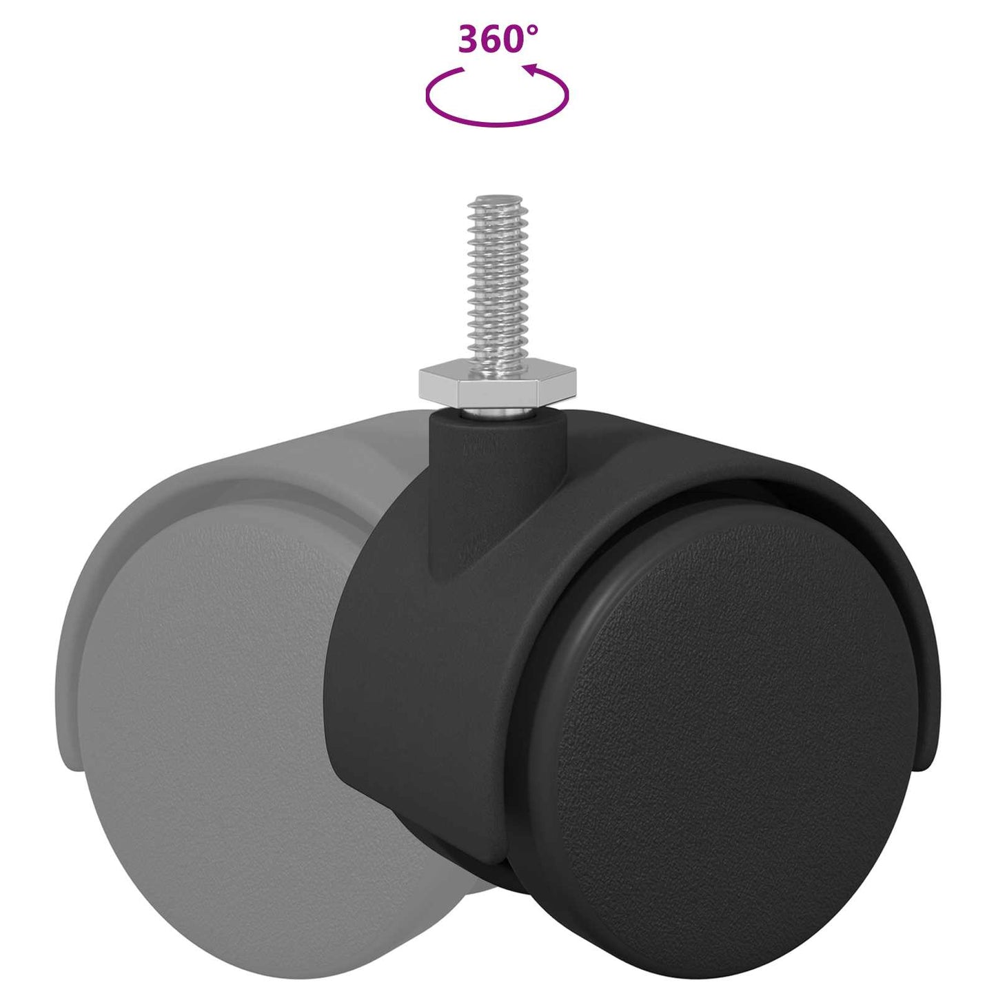 Casters 2 pcs Black 40.1 x 37.8 mm PP and Iron
