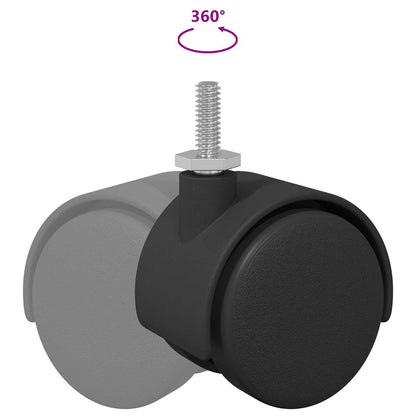 Casters 2 pcs Black 40.1 x 37.8 mm PP and Iron