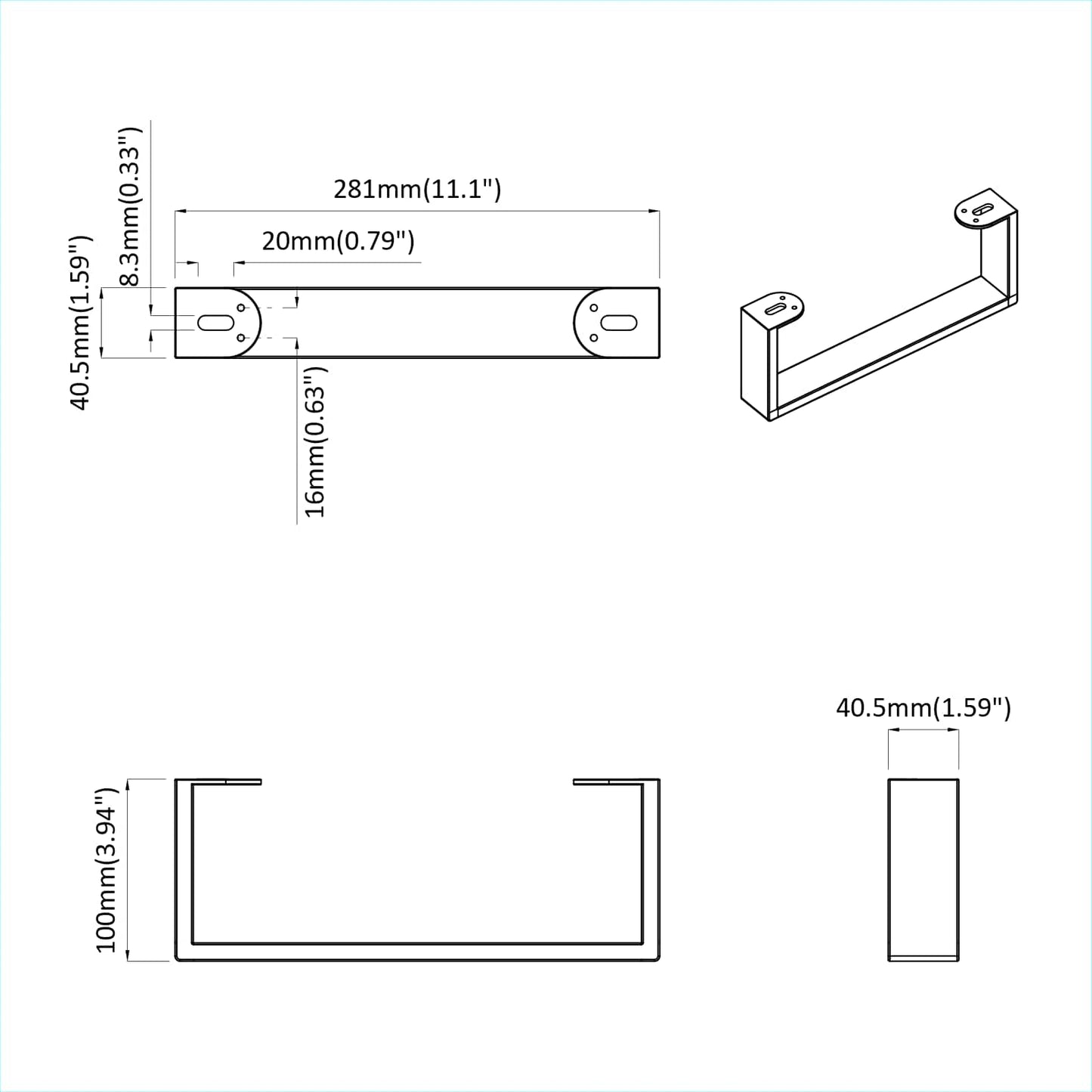 Furniture Feet 12 pcs Black 281 x 40.5 x 100 mm Iron
