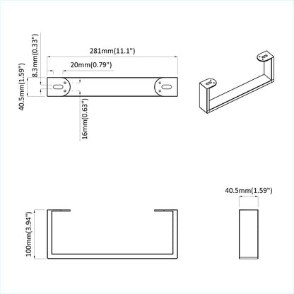 Furniture Feet 12 pcs Black 281 x 40.5 x 100 mm Iron