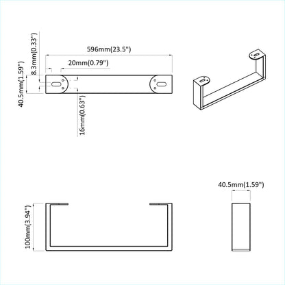 Furniture Feet 2 pcs Black 596 x 40.5 x 100 mm Iron