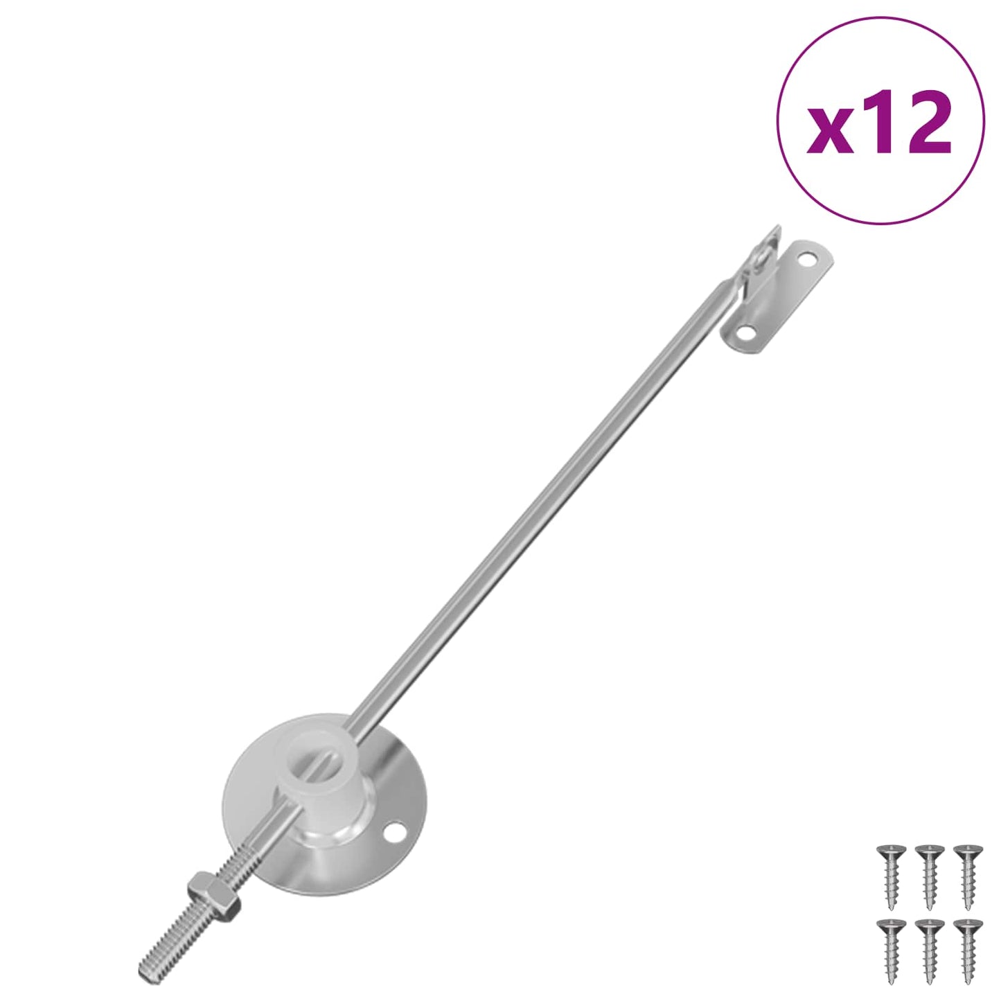 Lid Support Hinge 12 pcs Silver 194 x 36 x 18 mm Iron