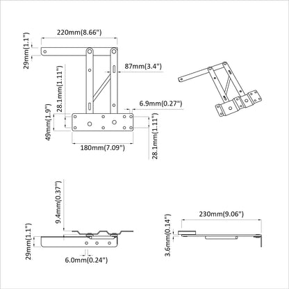 Bed Lift Mechanism 12 pcs Black 340 x 95 x 40 mm Iron