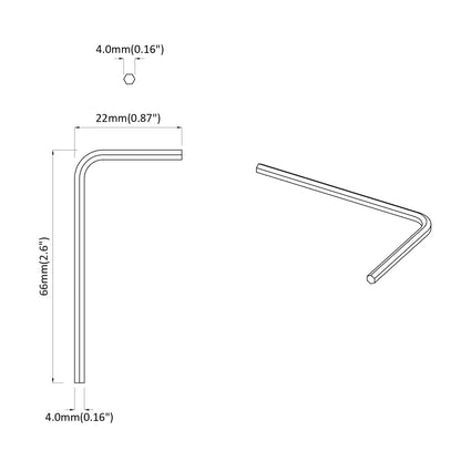 Hex Key 2 pcs Silver 22 x 66 mm Steel