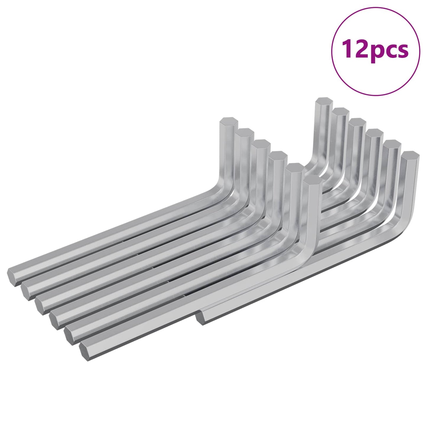 Hex Key 12 pcs Silver 32 x 86 mm Steel