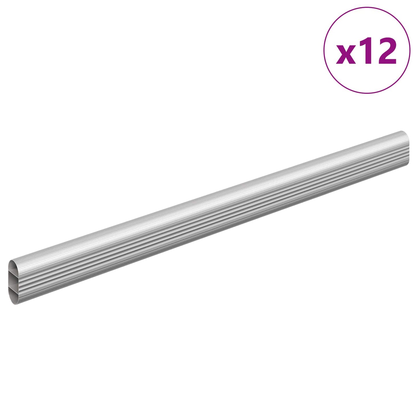 Closet Rod 12 pcs Silver 464 x 15 x 29 mm Aluminium Alloy