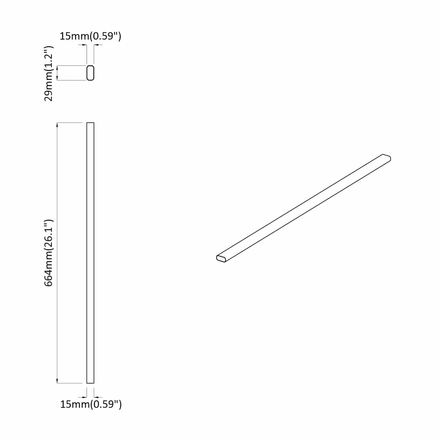 Closet Rod 12 pcs Silver 664 x 15 x 29 mm Aluminium Alloy