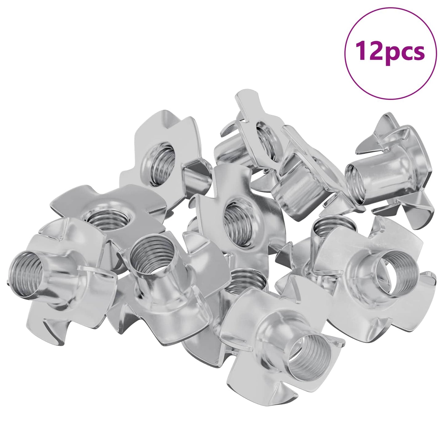 Pronged T-nut 12 pcs Silver M6 mm Steel