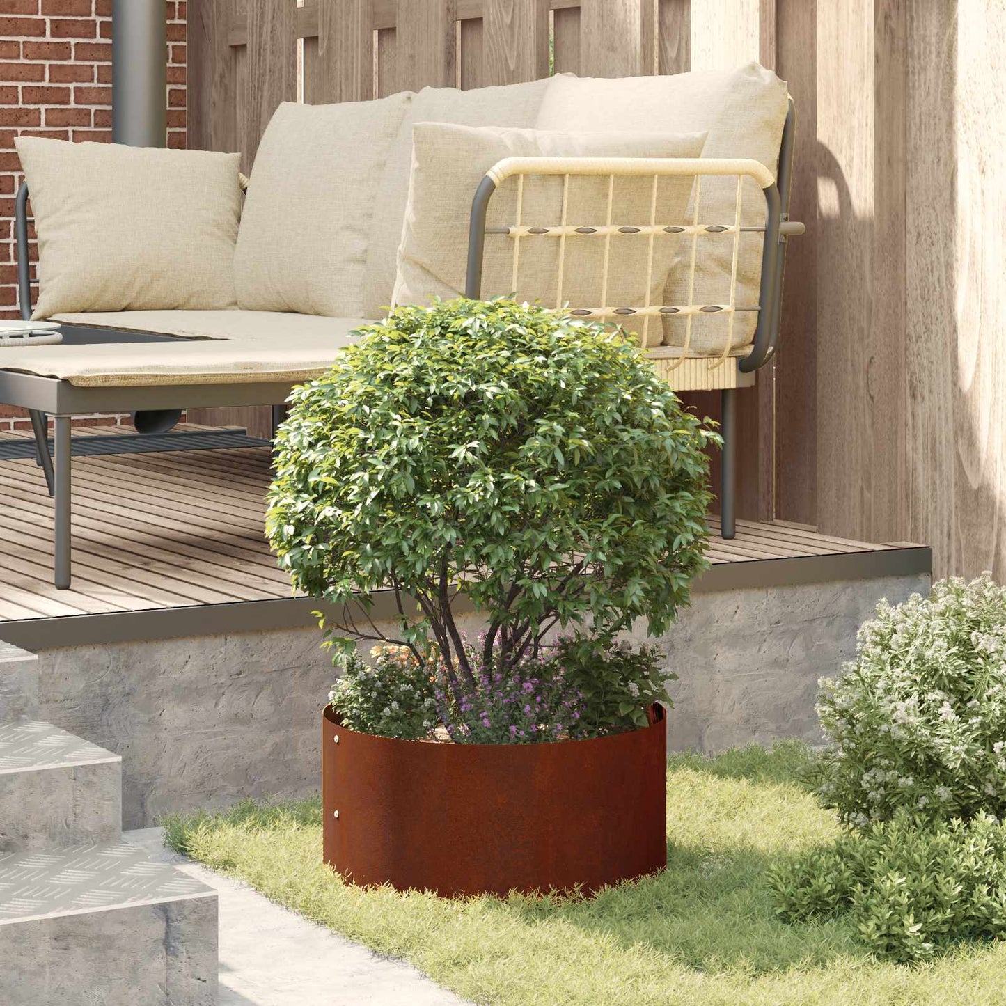 Planter Ring Brown 40 x 40 x 20 cm Weathering Steel