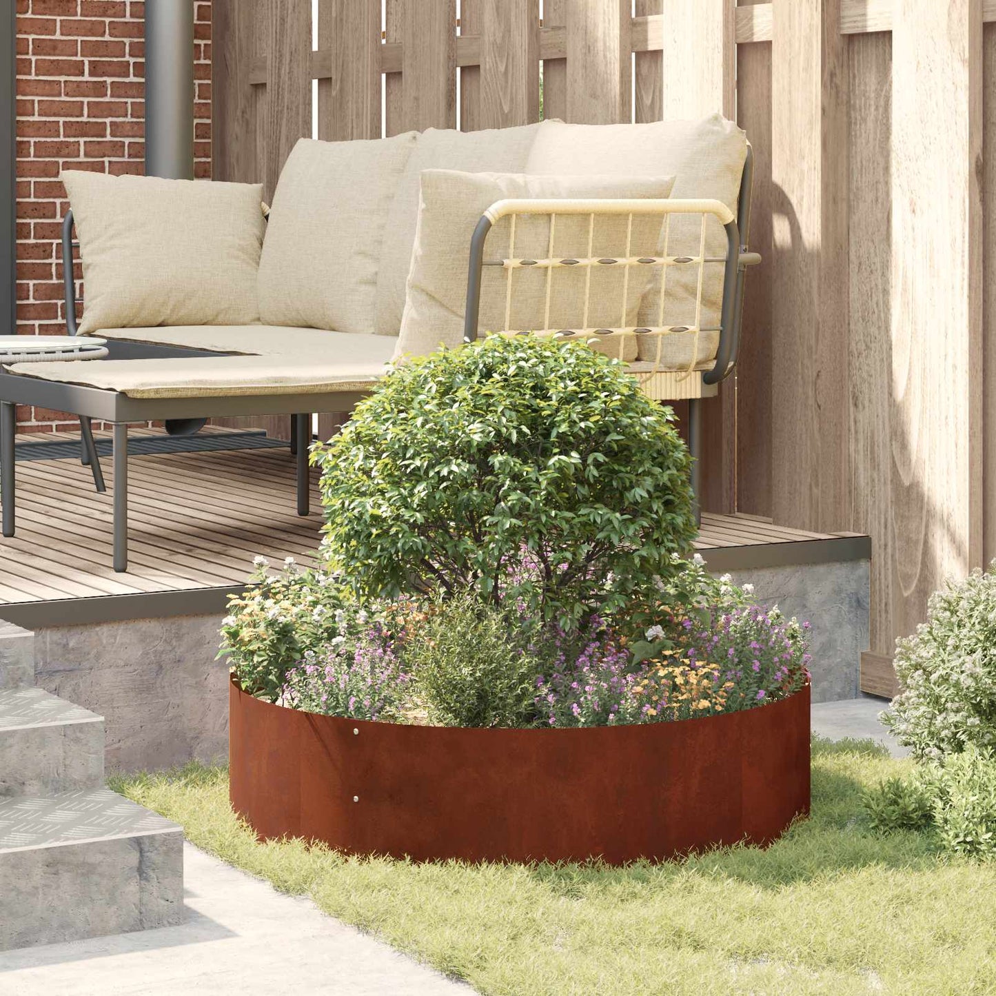 Planter Ring 5 pcs Rusty 80 x 80 x 20 cm Weathering Steel