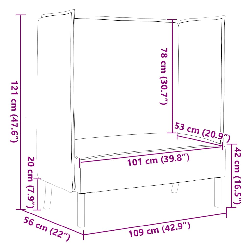 Highback Sofa Cream 109 x 56 x 121 cm Fabric