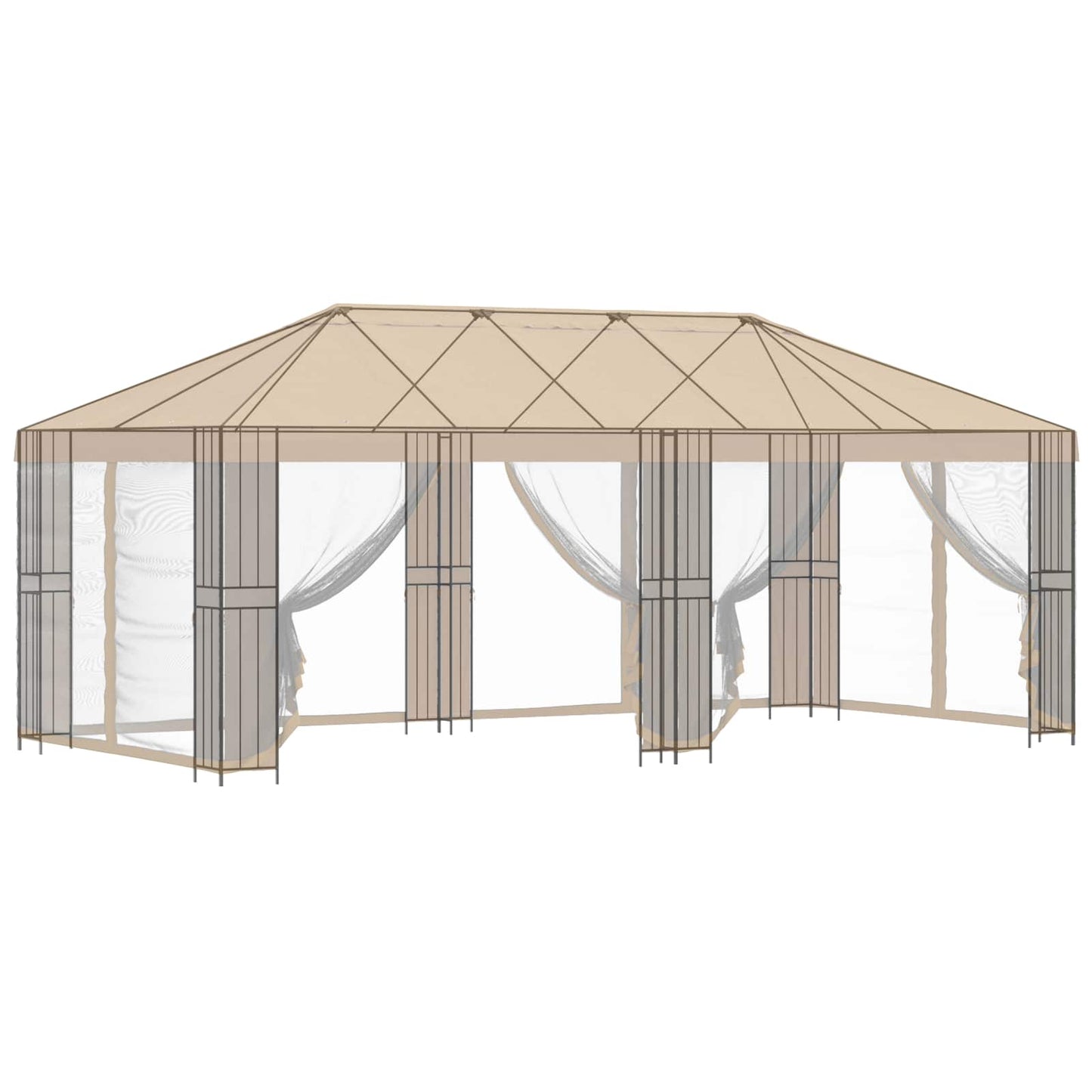 Gazebo Frame 6 x 3 m Black Steel