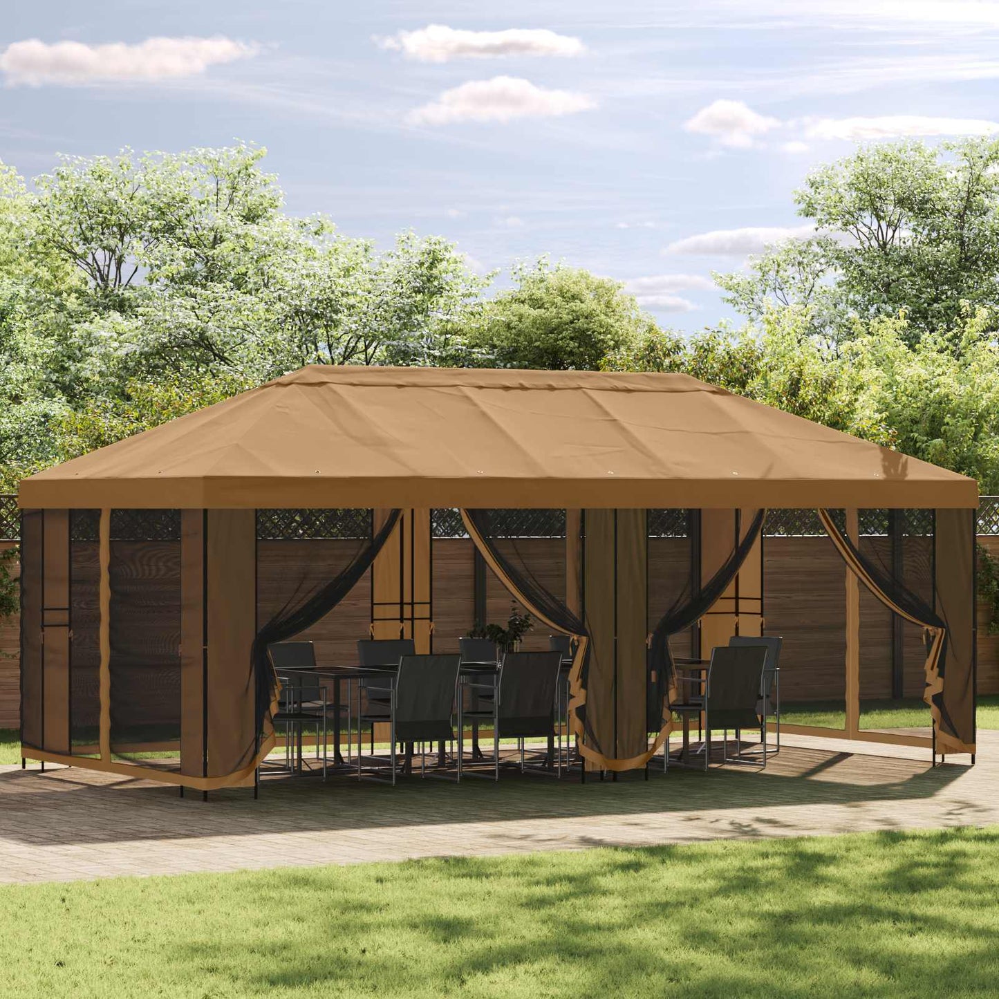 6 x 3 m Beige Polyester and Steel 190