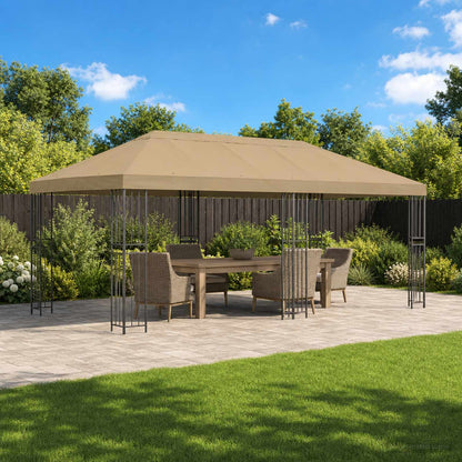 Garden Gazebo 6 x 3 m Beige Polyester and Steel 190 gsm