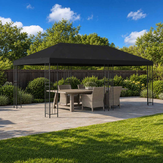 6 x 3 m Black Polyester and Steel 190