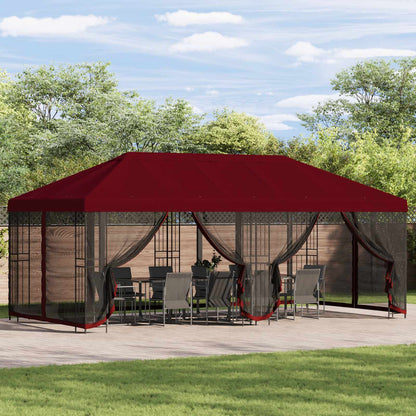 6 x 3 m Burgundy Polyester and Steel 190