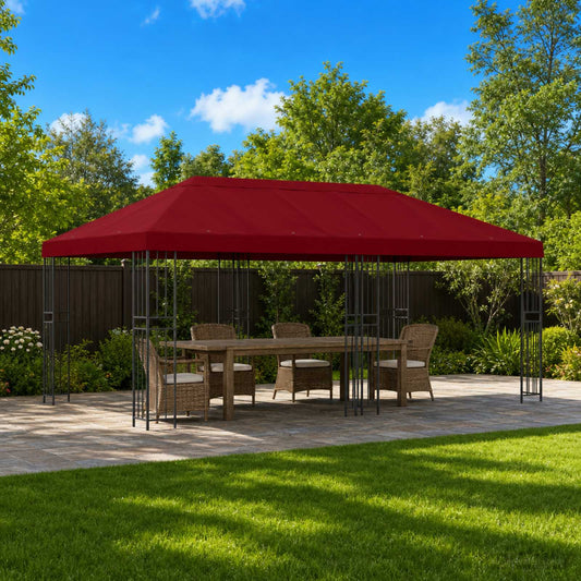 6 x 3 m Burgundy Polyester and Steel 190