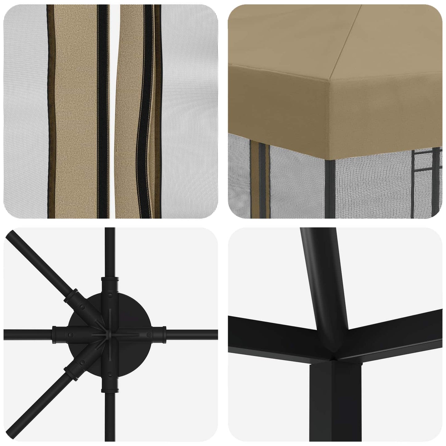 6 x 3 m Beige Polyester and Steel 190 gsm