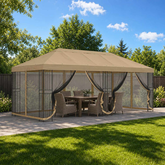 6 x 3 m Beige Polyester and Steel 190 gsm