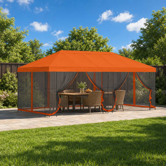 6 x 3 m Orange Polyester and Steel 190 gsm