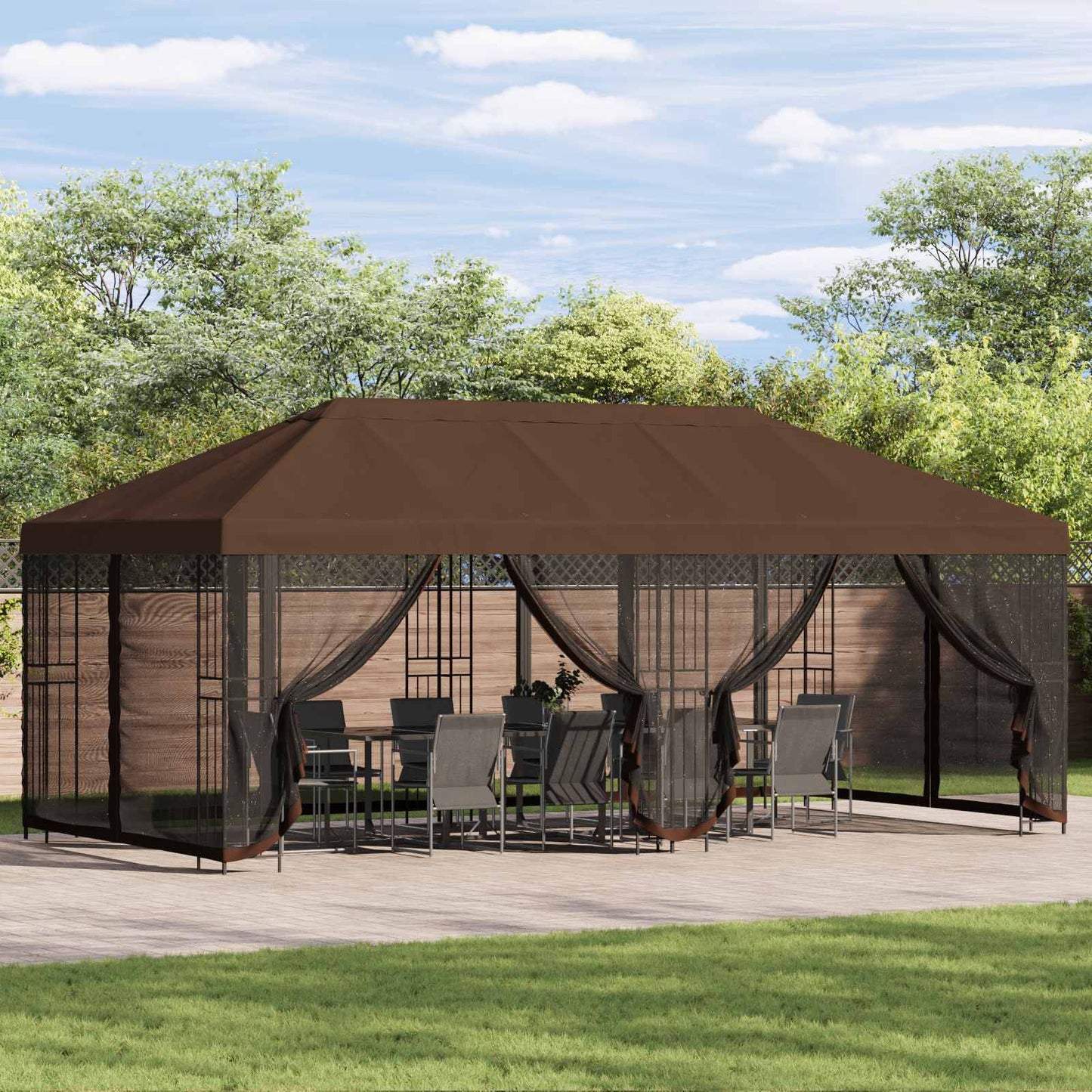 6 x 3 m Brown Polyester and Steel 190