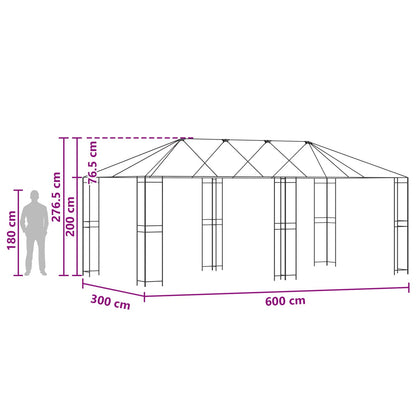 Gazebo Frame 6 x 3 m Black Steel