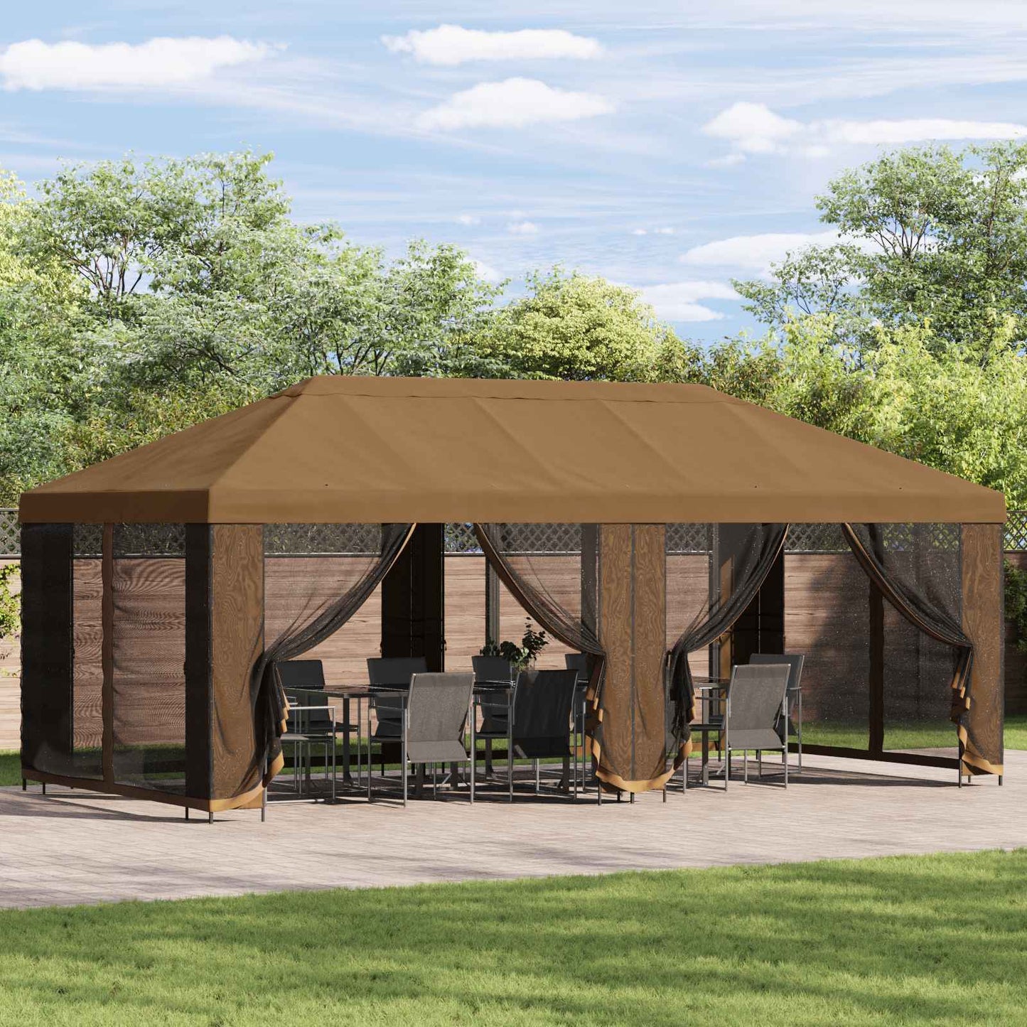 Garden Gazebo 6 x 3 m Beige Polyester and Steel 190