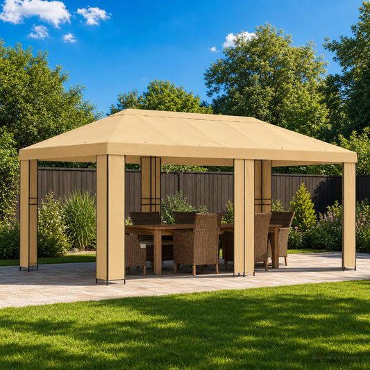 Garden Gazebo 6 x 3 m Cream Polyester and Steel 190
