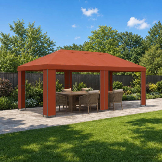 Garden Gazebo 6 x 3 m Terracotta Polyester and Steel 190