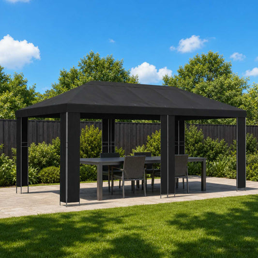 Garden Gazebo 6 x 3 m Black Polyester and Steel 190