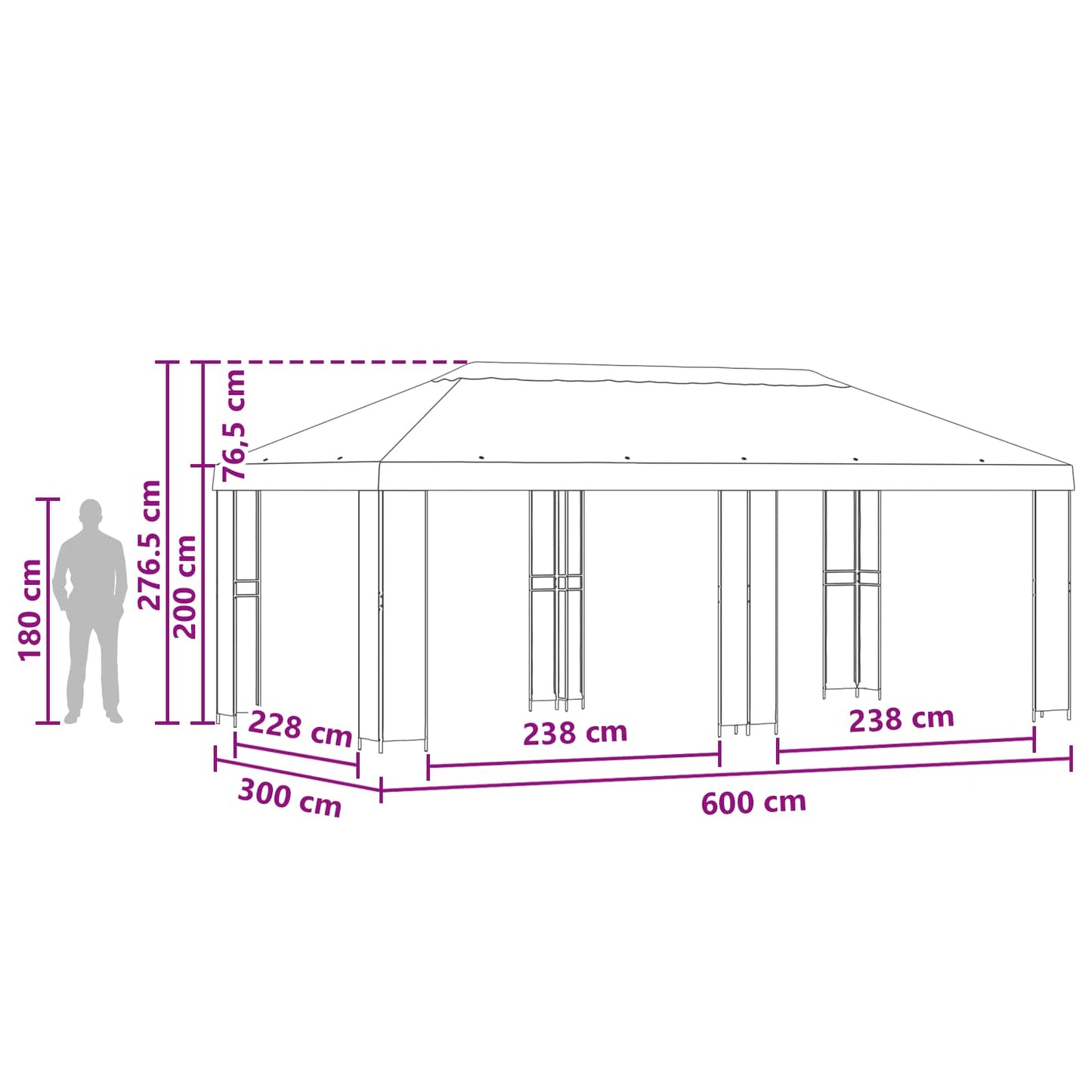 Garden Gazebo 6 x 3 m Burgundy Polyester and Steel 190