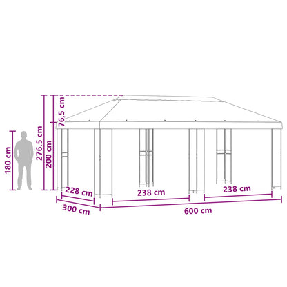 Garden Gazebo 6 x 3 m Burgundy Polyester and Steel 190