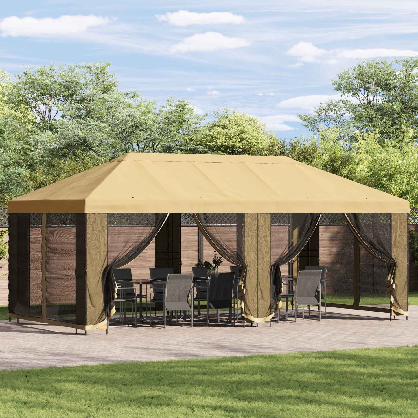 6 x 3 m Cream Polyester and Steel 190