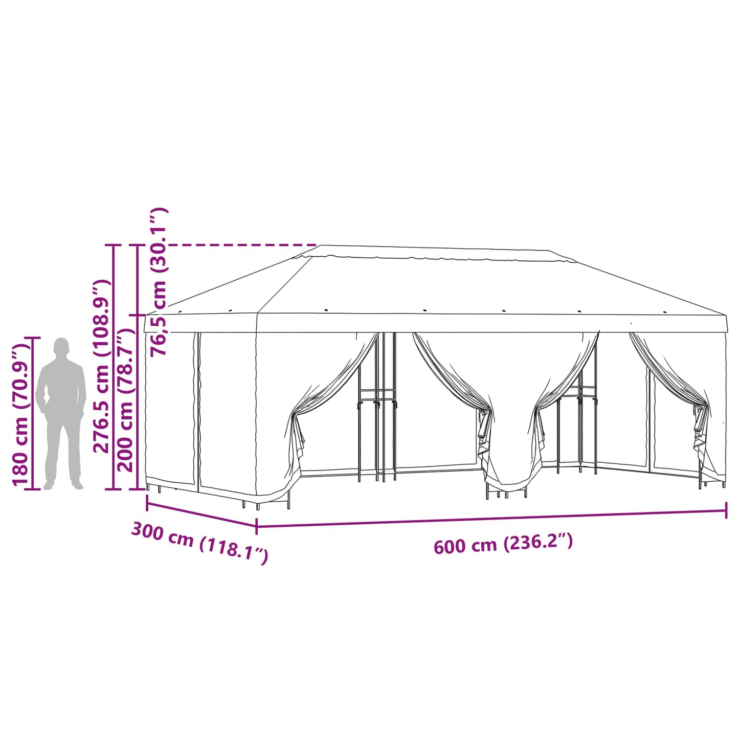 6 x 3 m Blue Polyester and Steel 190