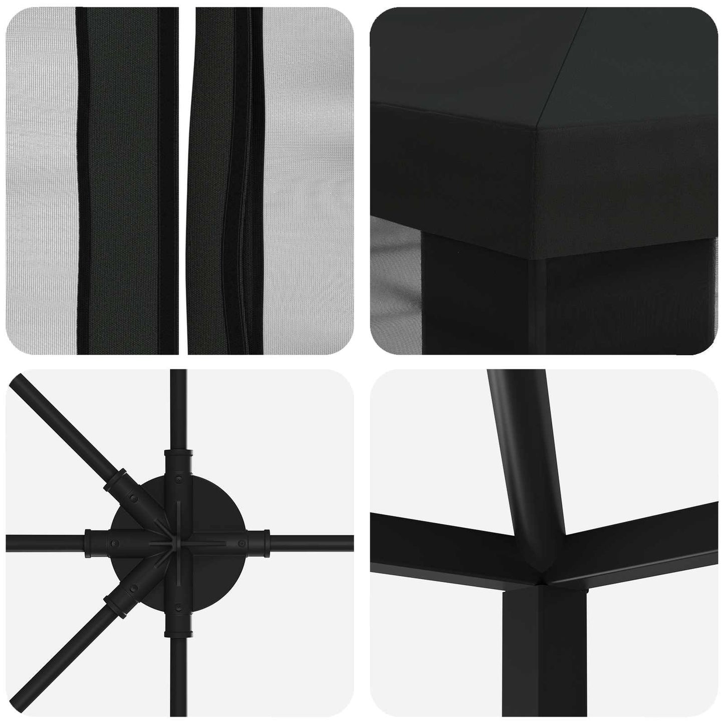 6 x 3 m Black Polyester and Steel 190