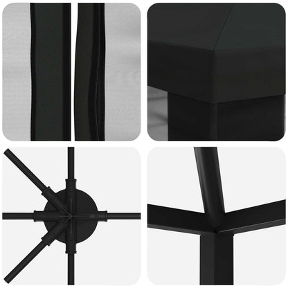6 x 3 m Black Polyester and Steel 190