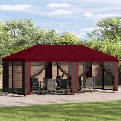 6 x 3 m Burgundy Polyester and Steel 190