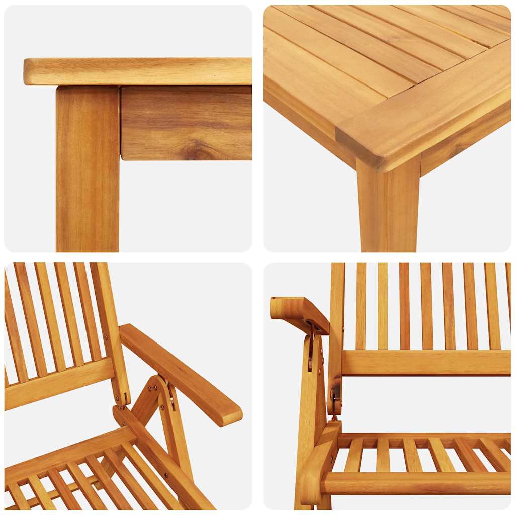 Garden Dining Set Folding 7 pcs Brown Solid Acacia Wood