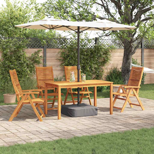 Garden Dining Set Folding 5 pcs Brown Solid Acacia Wood