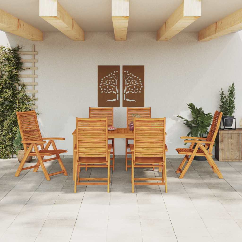 Garden Dining Set Folding 7 pcs Brown Solid Acacia Wood