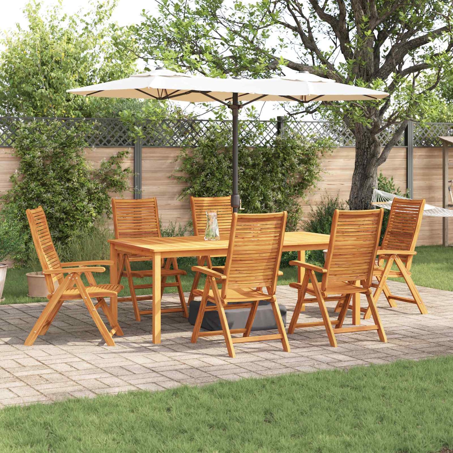 Garden Dining Set Folding 7 pcs Brown Solid Acacia Wood