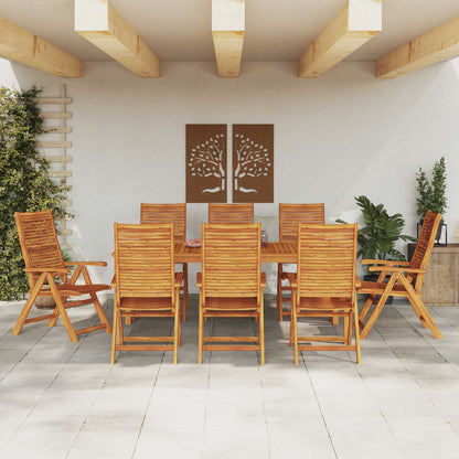 Garden Dining Set Folding 9 pcs Brown Solid Acacia Wood