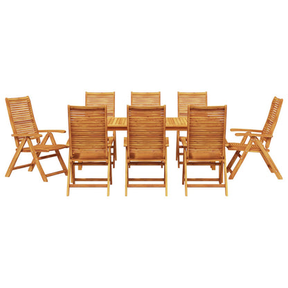 Garden Dining Set Folding 9 pcs Brown Solid Acacia Wood