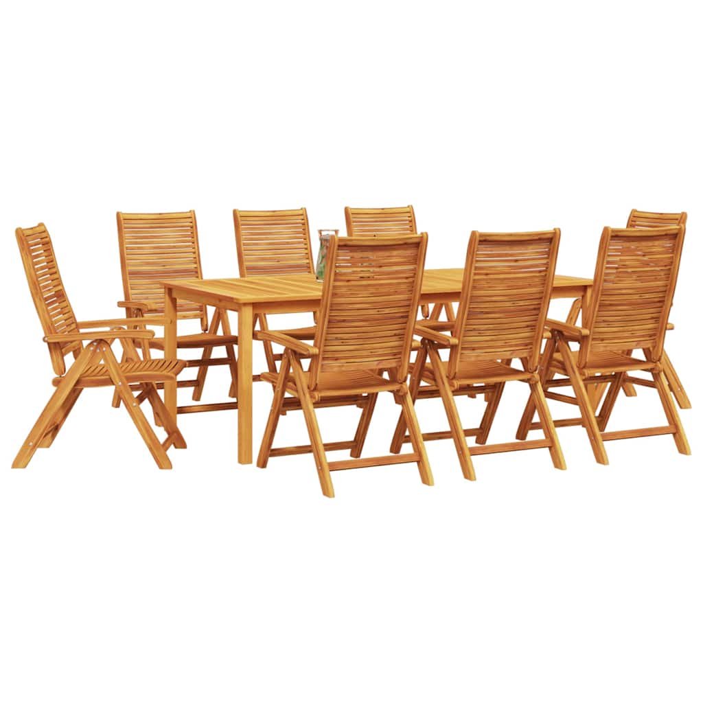 Garden Dining Set Folding 9 pcs Brown Solid Acacia Wood