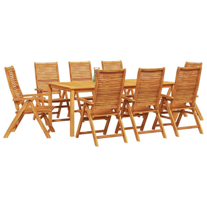 Garden Dining Set Folding 9 pcs Brown Solid Acacia Wood