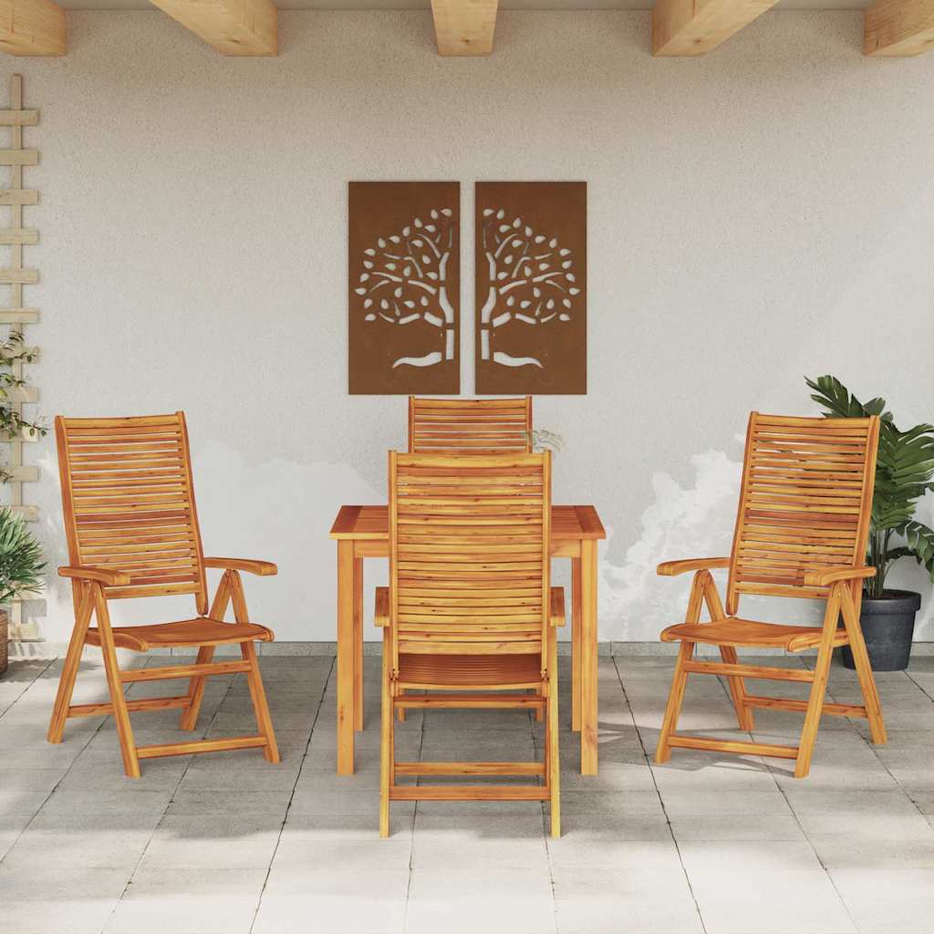 Garden Dining Set Folding 5 pcs Brown Solid Acacia Wood
