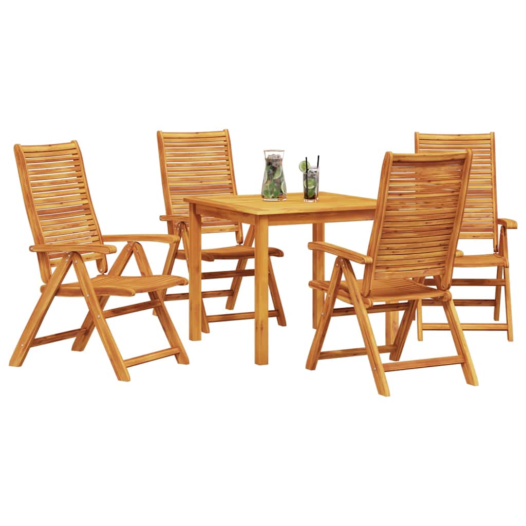 Garden Dining Set Folding 5 pcs Brown Solid Acacia Wood